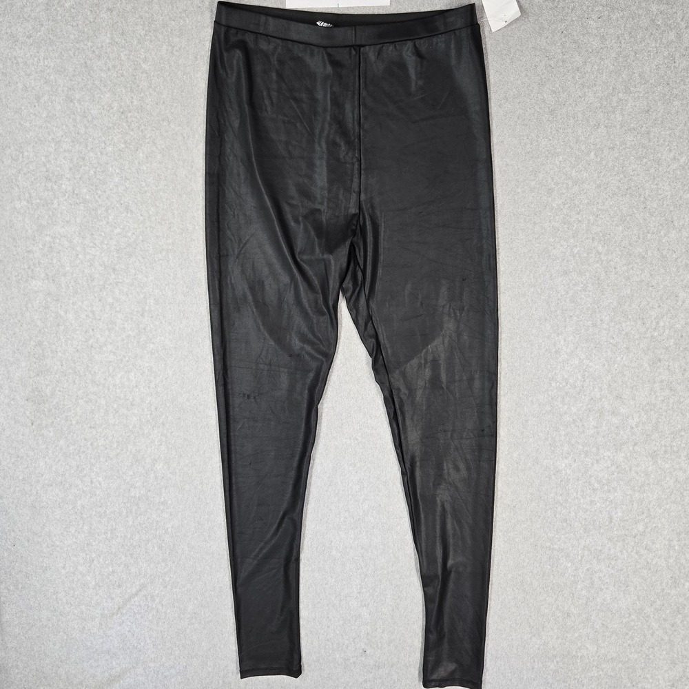 Free Press Women Legging L Black Faux Leather 30.5" Inseam NWT
